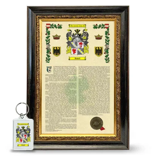 Brusel Framed Armorial History and Keychain - Heirloom
