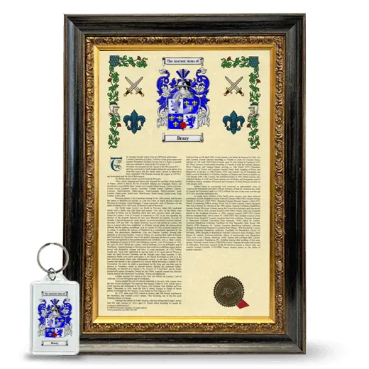 Brusy Framed Armorial History and Keychain - Heirloom