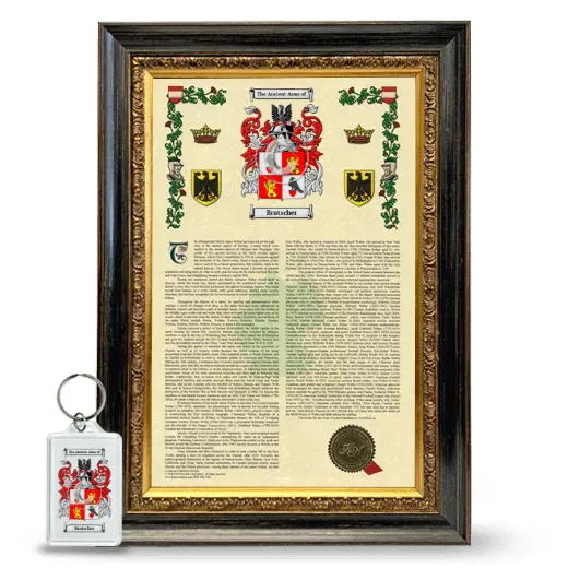Brutscher Framed Armorial History and Keychain - Heirloom