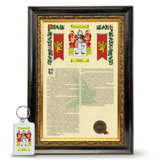 Bruyers Framed Armorial History and Keychain - Heirloom