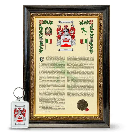 Bruzi Framed Armorial History and Keychain - Heirloom