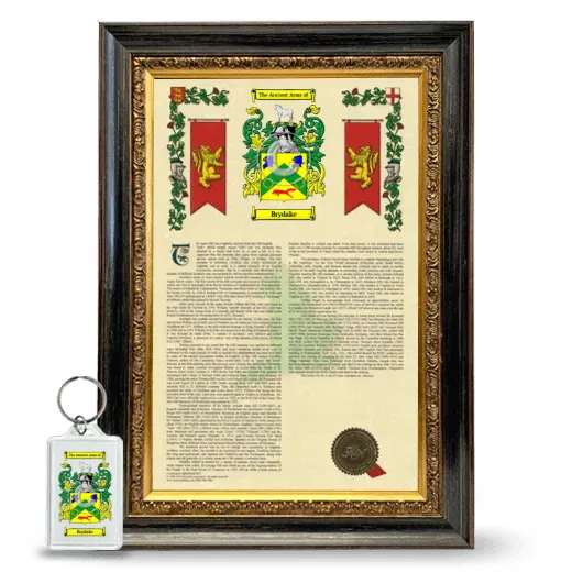 Brydake Framed Armorial History and Keychain - Heirloom