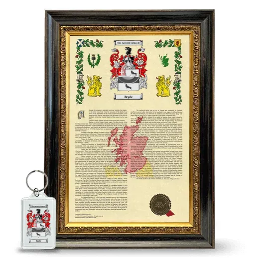 Bryde Framed Armorial History and Keychain - Heirloom