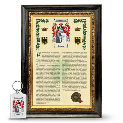 Buchner Framed Armorial History and Keychain - Heirloom