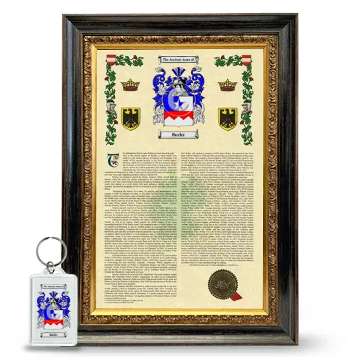 Bueler Framed Armorial History and Keychain - Heirloom