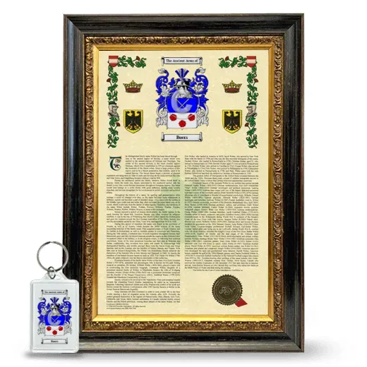Buers Framed Armorial History and Keychain - Heirloom