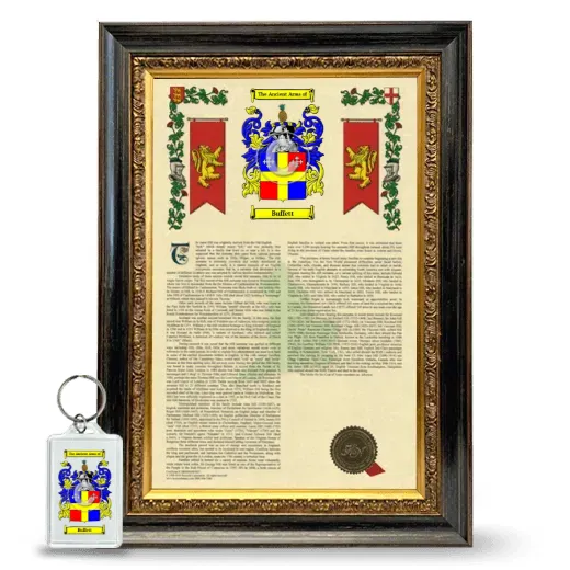 Buffett Framed Armorial History and Keychain - Heirloom