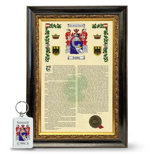 Bunning Framed Armorial History and Keychain - Heirloom