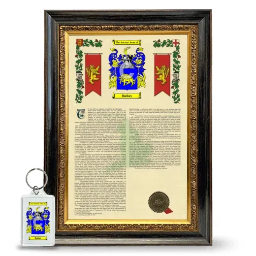 Burbay Framed Armorial History and Keychain - Heirloom