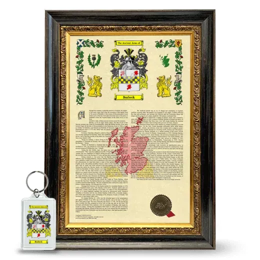 Burbeck Framed Armorial History and Keychain - Heirloom