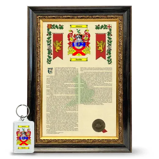 Bureler Framed Armorial History and Keychain - Heirloom
