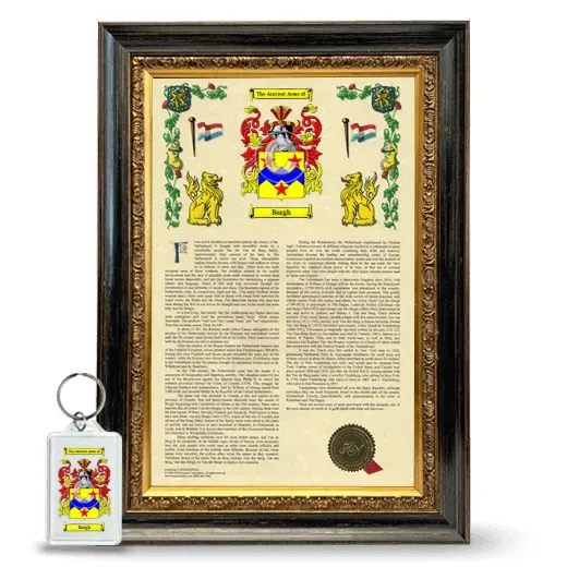 Burgh Framed Armorial History and Keychain - Heirloom