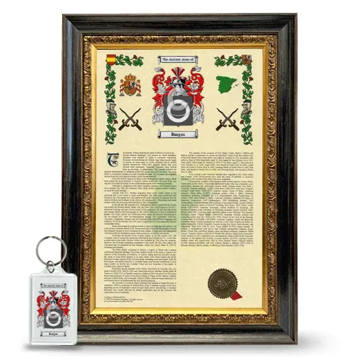 Burgos Framed Armorial History and Keychain - Heirloom