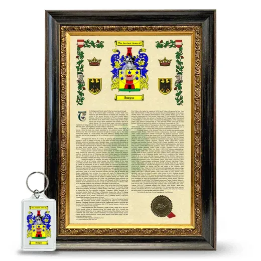 Burgur Framed Armorial History and Keychain - Heirloom