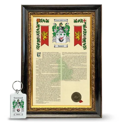 Burmett Framed Armorial History and Keychain - Heirloom