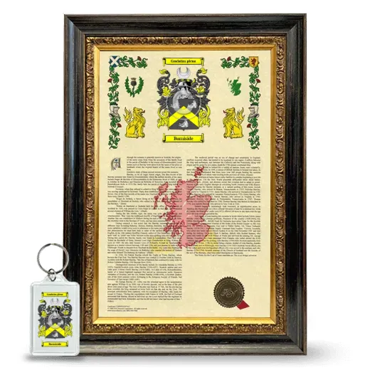 Burniside Framed Armorial History and Keychain - Heirloom