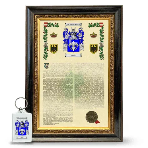 Bush Framed Armorial History and Keychain - Heirloom