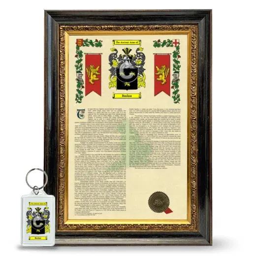 Bushor Framed Armorial History and Keychain - Heirloom