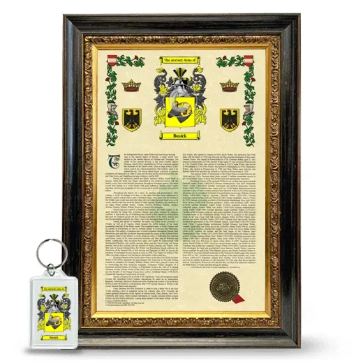 Busick Framed Armorial History and Keychain - Heirloom