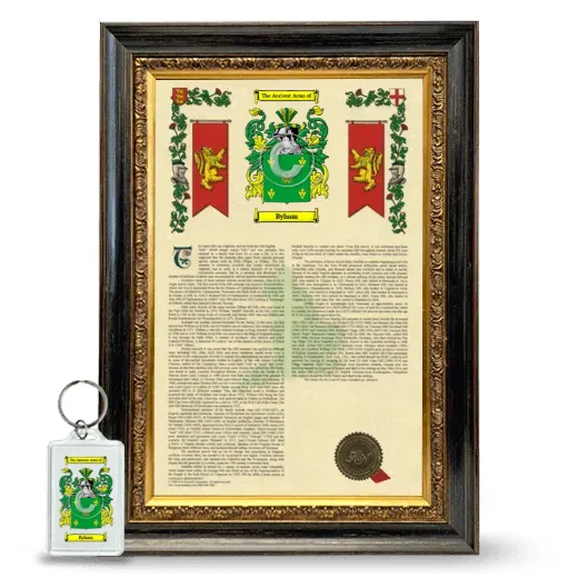 Byham Framed Armorial History and Keychain - Heirloom