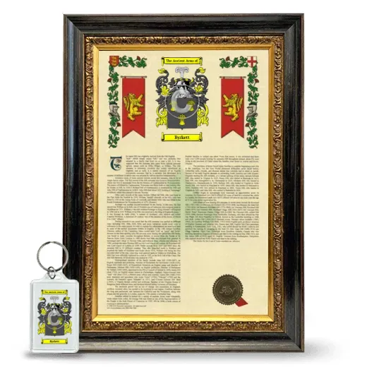 Byrkett Framed Armorial History and Keychain - Heirloom