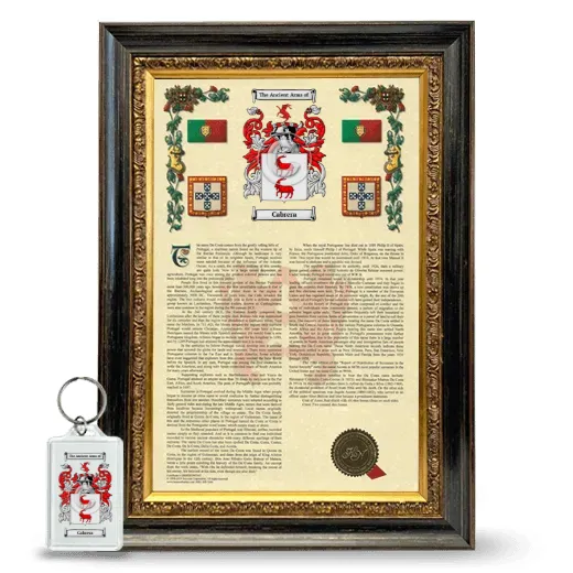 Cabrera Framed Armorial History and Keychain - Heirloom