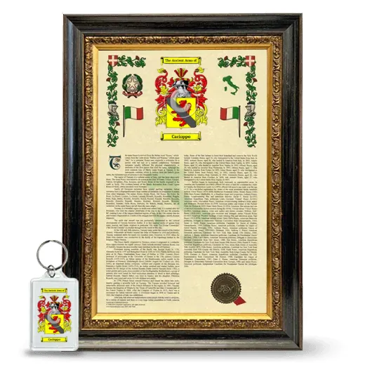 Cacioppo Framed Armorial History and Keychain - Heirloom