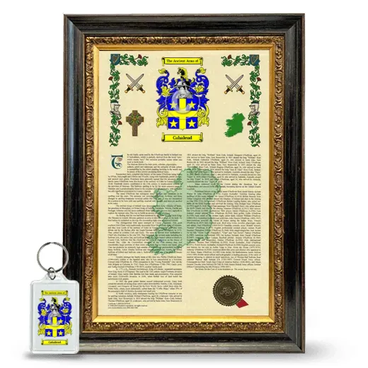 Cahalend Framed Armorial History and Keychain - Heirloom