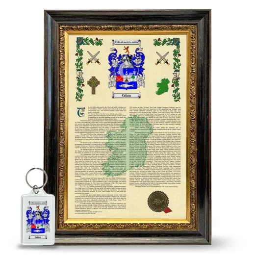 Cahan Framed Armorial History and Keychain - Heirloom