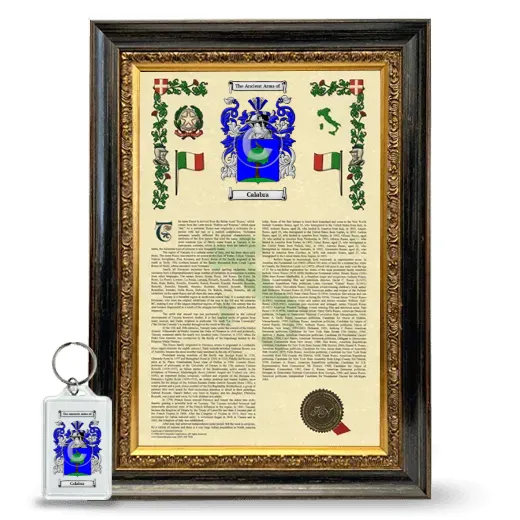 Calabra Framed Armorial History and Keychain - Heirloom