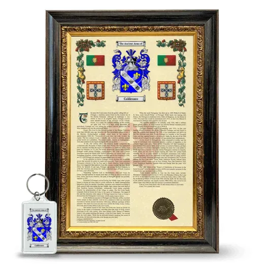 Calderaro Framed Armorial History and Keychain - Heirloom
