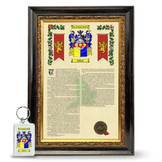 Callicut Framed Armorial History and Keychain - Heirloom