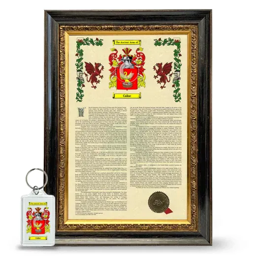 Calne Framed Armorial History and Keychain - Heirloom