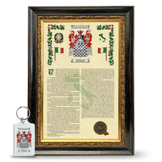 Calvanese Framed Armorial History and Keychain - Heirloom