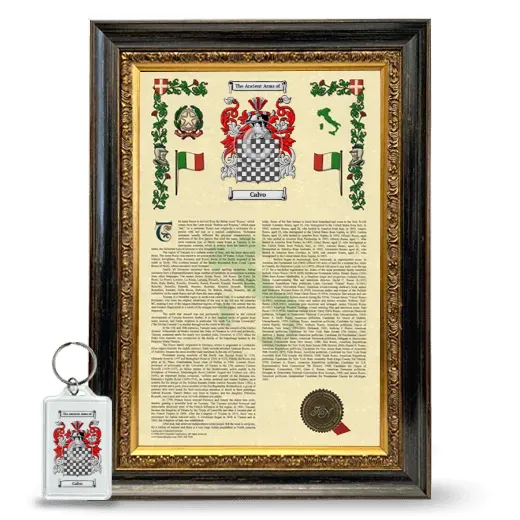Calvo Framed Armorial History and Keychain - Heirloom