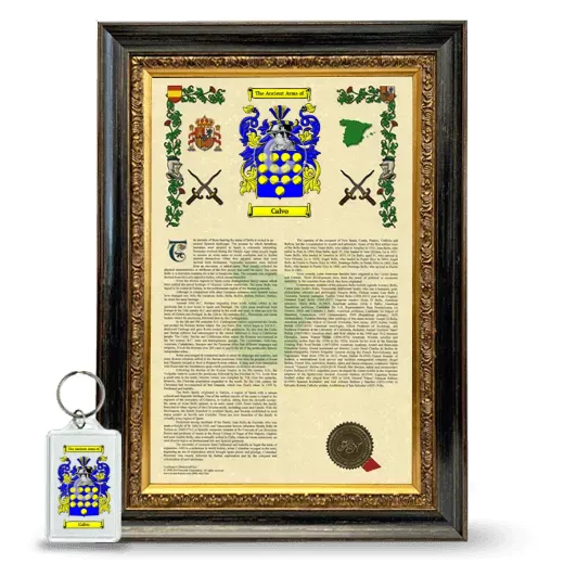 Calvo Framed Armorial History and Keychain - Heirloom