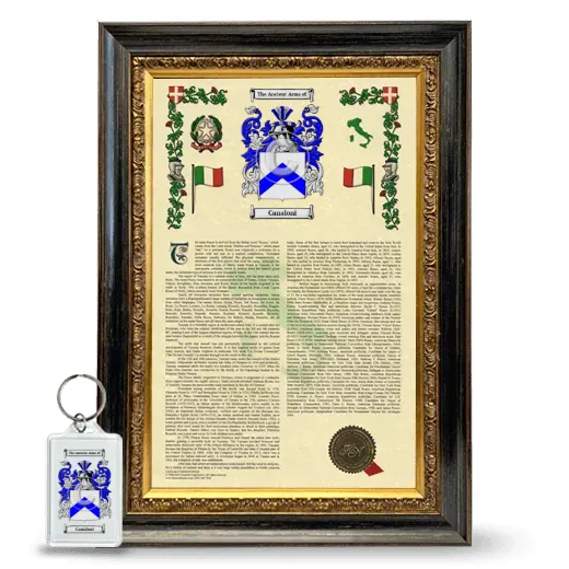 Canaloni Framed Armorial History and Keychain - Heirloom