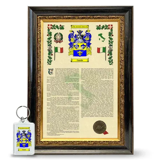 Cancio Framed Armorial History and Keychain - Heirloom