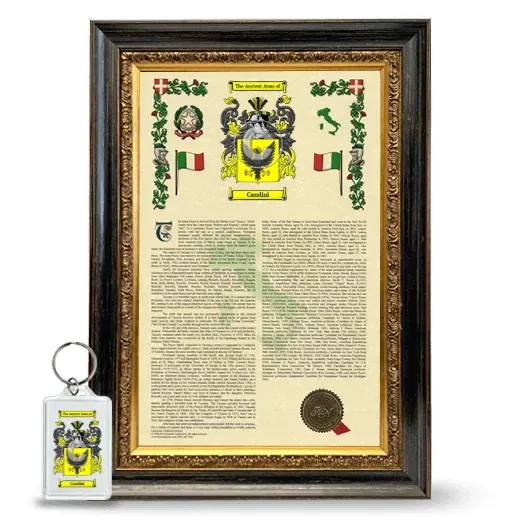 Candini Framed Armorial History and Keychain - Heirloom