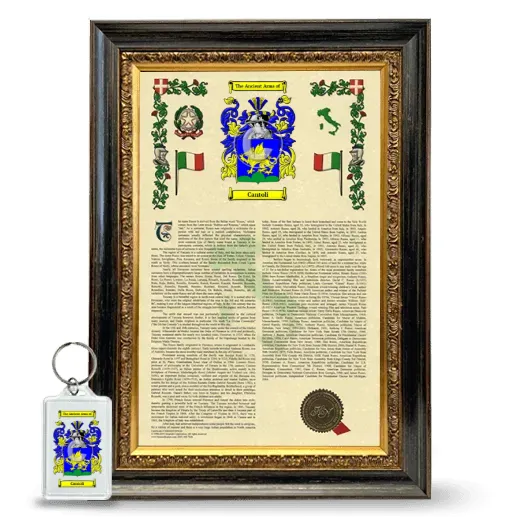 Cantoli Framed Armorial History and Keychain - Heirloom