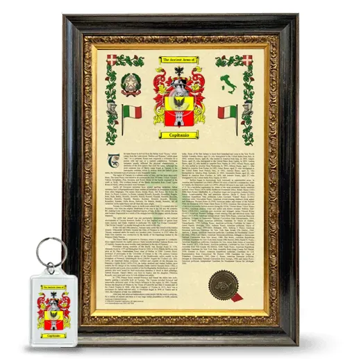 Capitanio Framed Armorial History and Keychain - Heirloom
