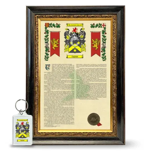 Capone Framed Armorial History and Keychain - Heirloom