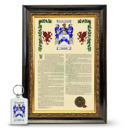 Caradoch Framed Armorial History and Keychain - Heirloom