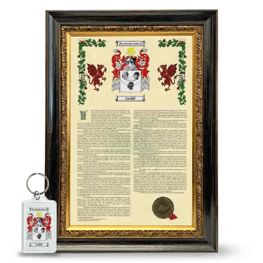Cardiff Framed Armorial History and Keychain - Heirloom