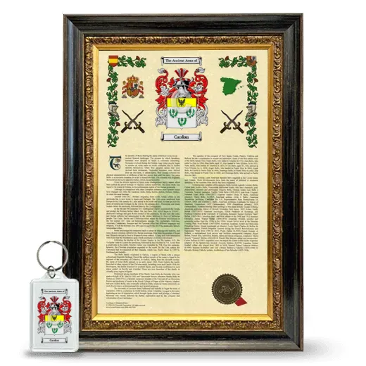 Cardon Framed Armorial History and Keychain - Heirloom