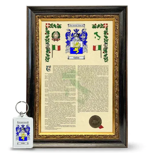 Carlon Framed Armorial History and Keychain - Heirloom