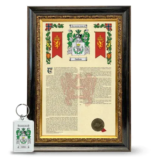 Carlson Framed Armorial History and Keychain - Heirloom
