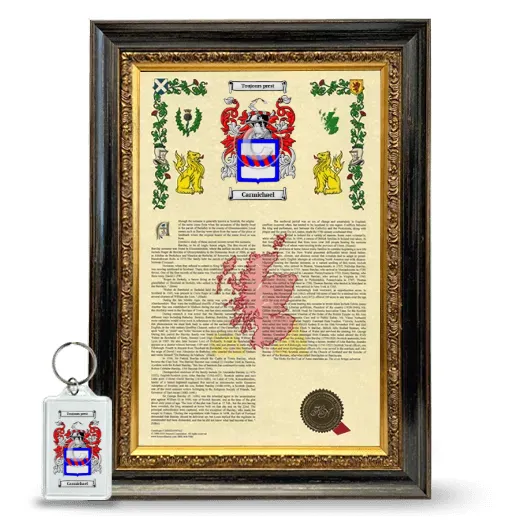 Carmichael Framed Armorial History and Keychain - Heirloom