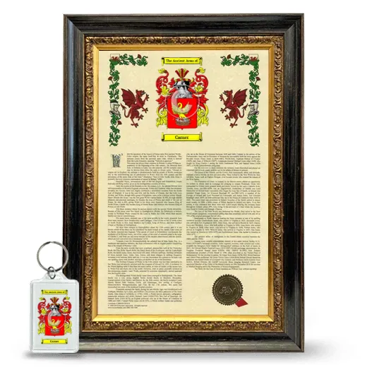 Carner Framed Armorial History and Keychain - Heirloom