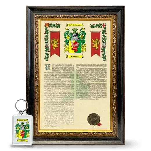 Carpmill Framed Armorial History and Keychain - Heirloom